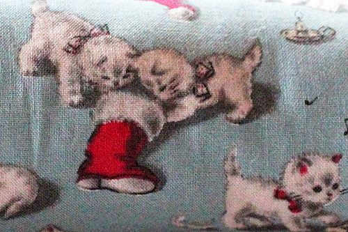 手作りキッカー　クリスマス猫アンティークブルー２