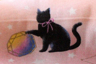 手作りキッカー　黒猫と星座、ピンク拡大